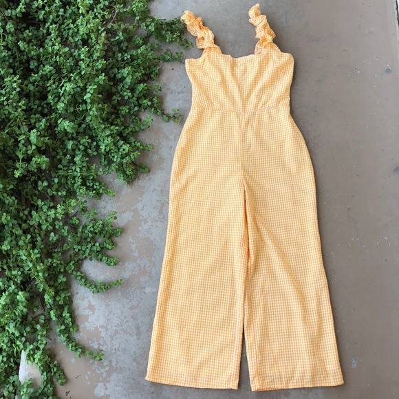 yellow gingham jumpsuit